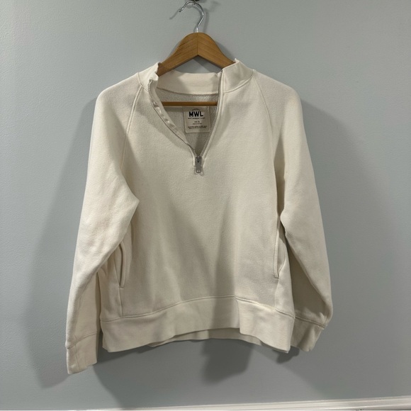 Madewell MWL Betterterry Zip-Front White Mockneck Sweater Size Small - Picture 2 of 6